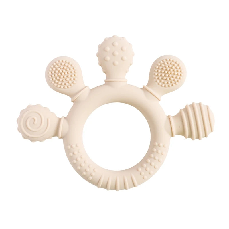 BPA Free Silicone Baby Teether — Sensory Rattle + Hand Bell | 0-12 Months