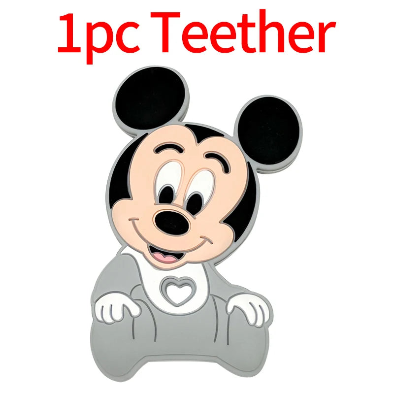 1/3/10pcs Silicone Mickey Teething Beads Food Grade Cartoon Shape Baby Teethers Toys DIY Pacifier Clips Chain Accessories