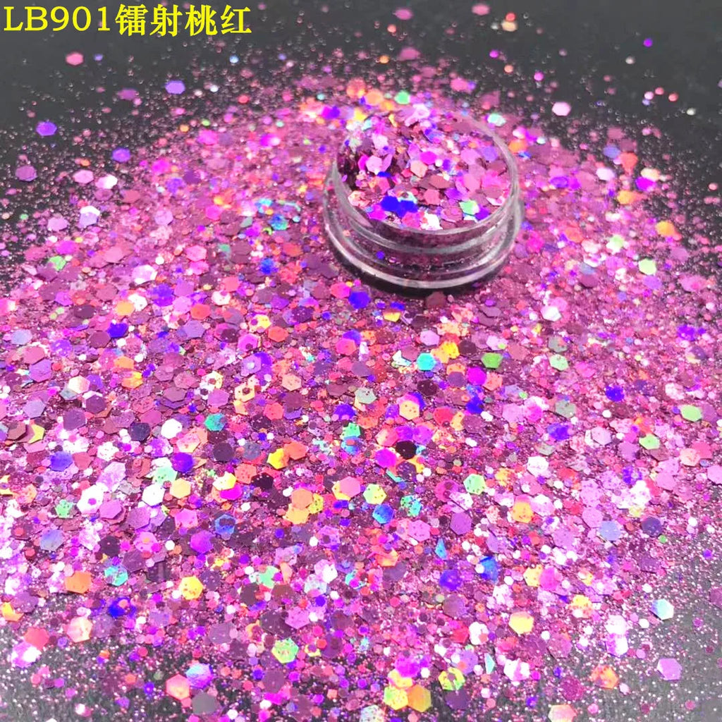 24 Colors Holographic Chunky Glitter 24 Colors Total Laser Nail Glitter Flakes Chunky Holographic Laser Nail Glitter 2030