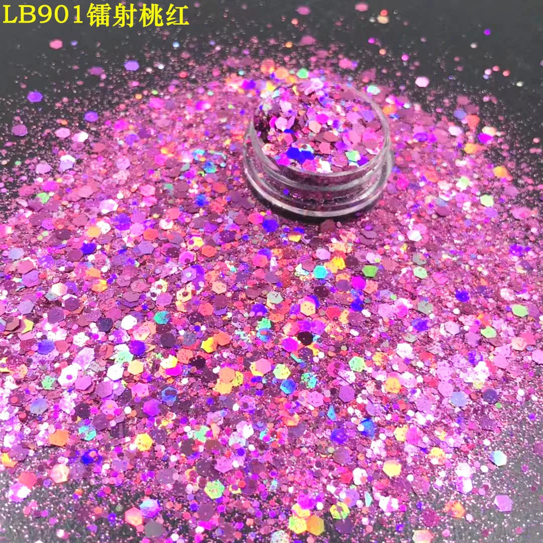 24 Colors Holographic Chunky Glitter 24 Colors Total Laser Nail Glitter Flakes Chunky Holographic Laser Nail Glitter 2030