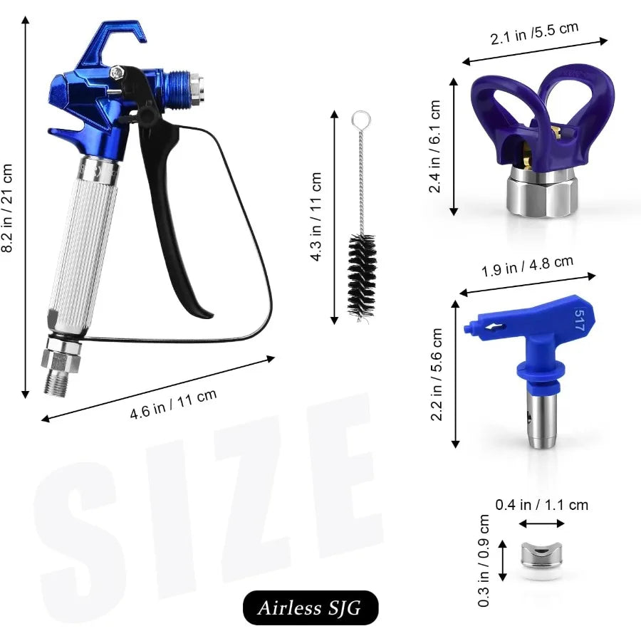 3600 PSI HighPressure Airless Paint Sprayer Gun with Integrated Tip Guard Includes 5 Spray Tips and 5 Replacement Filters Sizes
