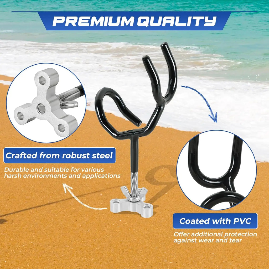 8-Pack 20-Degree Angle Steel Fishing Rod Holders with PVC Coating and Mounting Base, Ideal for Boats and Yachts
