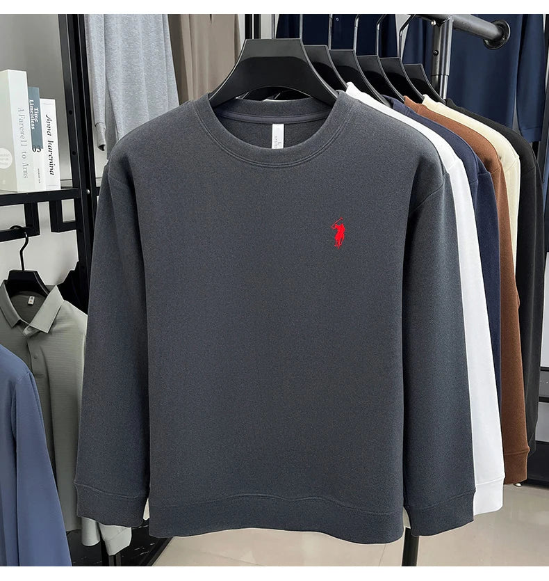 Sudadera de Lujo Manga Larga con Bordado de Pony | Casual Cuello Redondo Hombre 👔