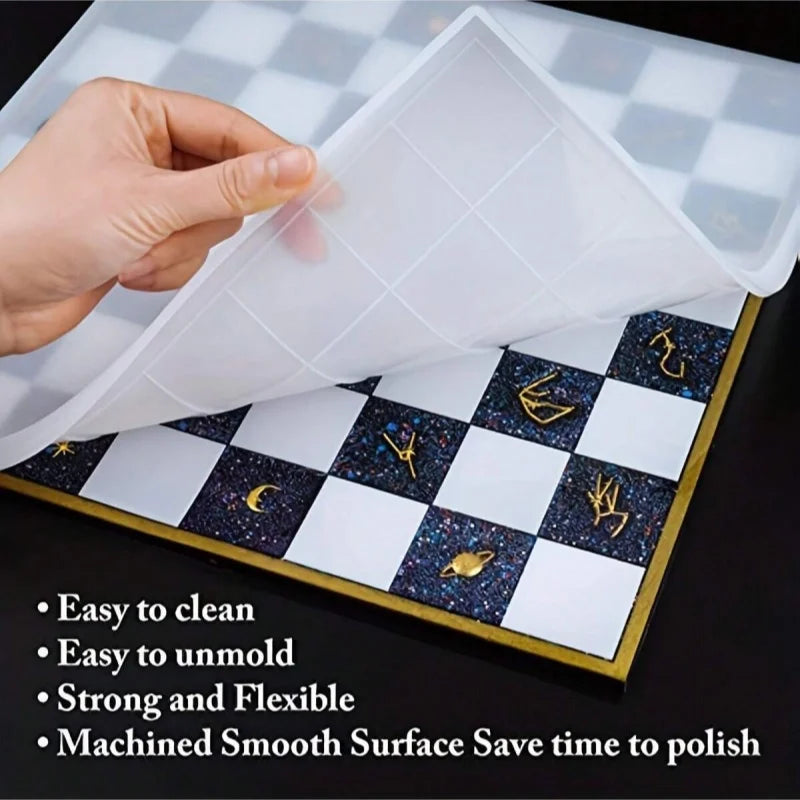 Molde de Silicona 3D para Tablero de Ajedrez en Resina | DIY Joyería y Decoración ♟️