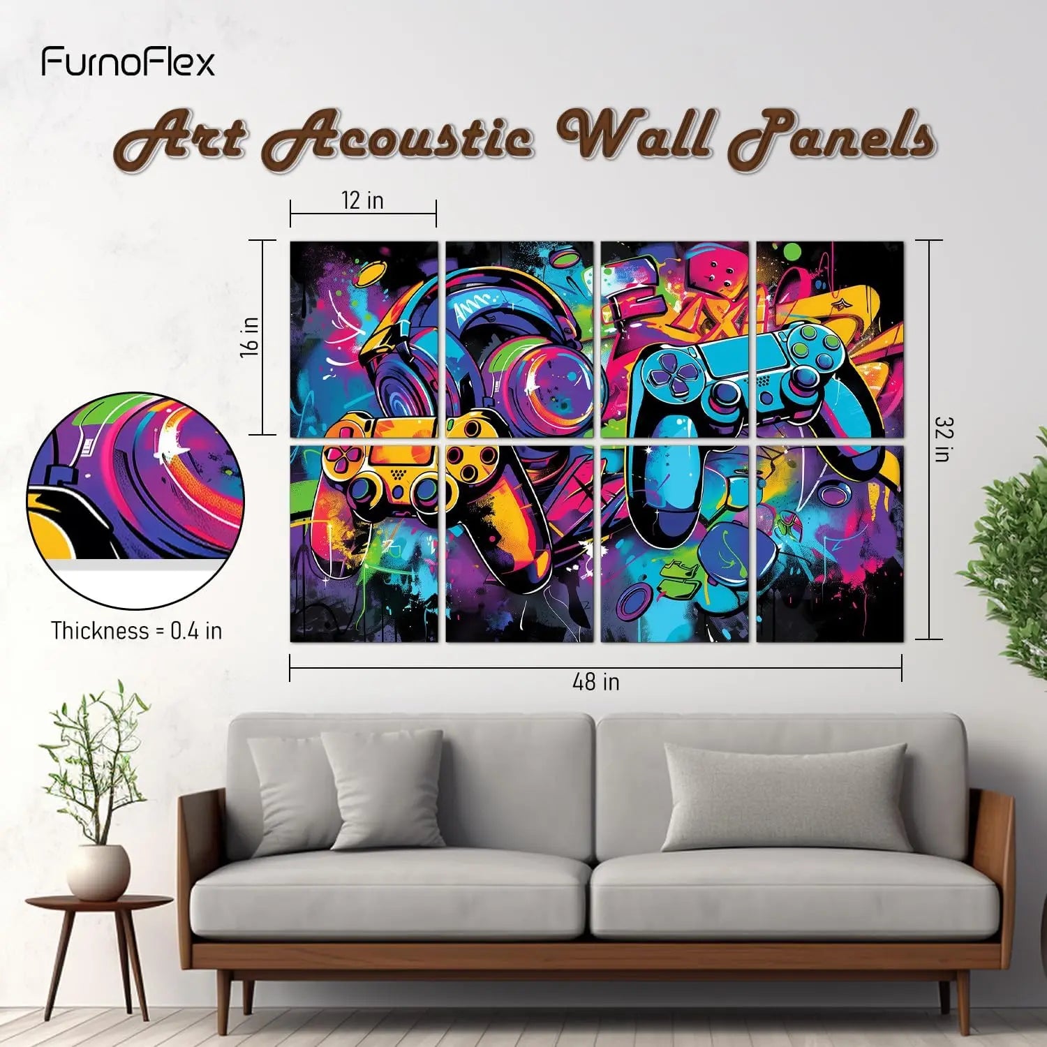 Acoustic Panels for Walls - Sound Proof Foam Tiles, Noise Reducing & Absorbing, Game Room Decor