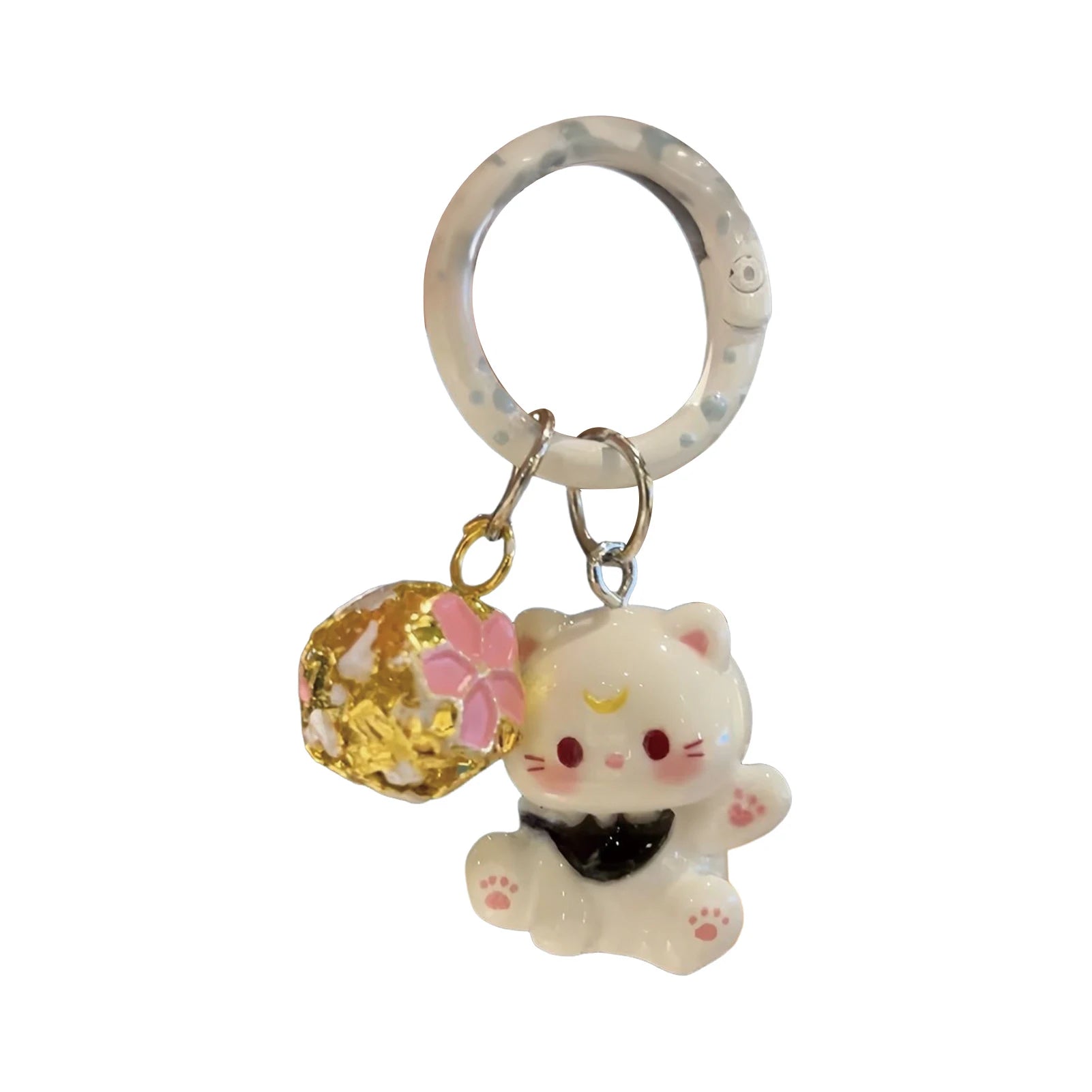 Cute Resin Kitten Keychain with Bell Mini Cat Charm For Keys Bag Purse Gift For Cat Lovers Girls Friends Birthday Gift