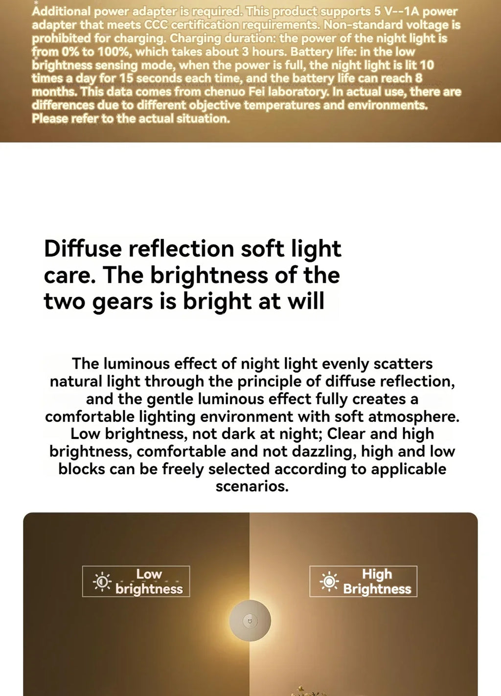 Xiaomi Mijia Night Light 3 Type-C Rechargeable 600mAh Dual Sensor Automatic Induction Brightness Adjustable Soft Night Lamps