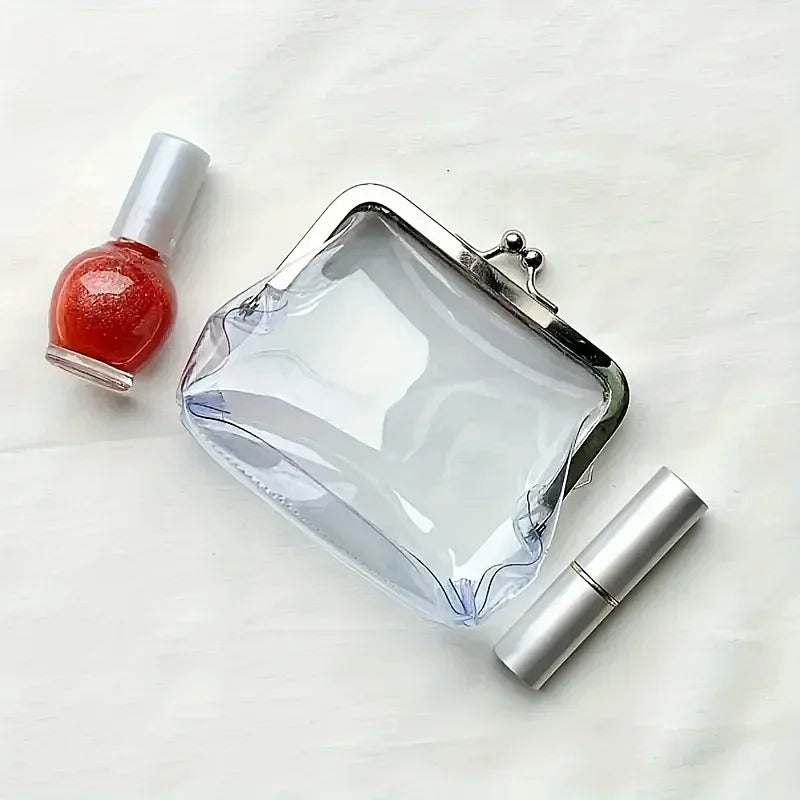 1PC Transparent Mini Coin Purse-Portable Mini Makeup Pouch Headphone Bag Travel Cosmetic Organizer