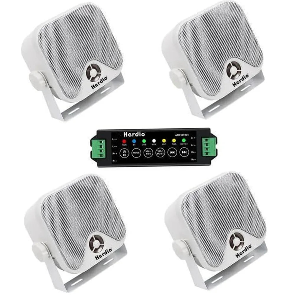 Herdio 4'' 240W 4PCS Bluetooth Golf Cart Speakers Waterproof Marine Speakers For Outdoor Boat ATV UTV Jeep Courtyard Powersports