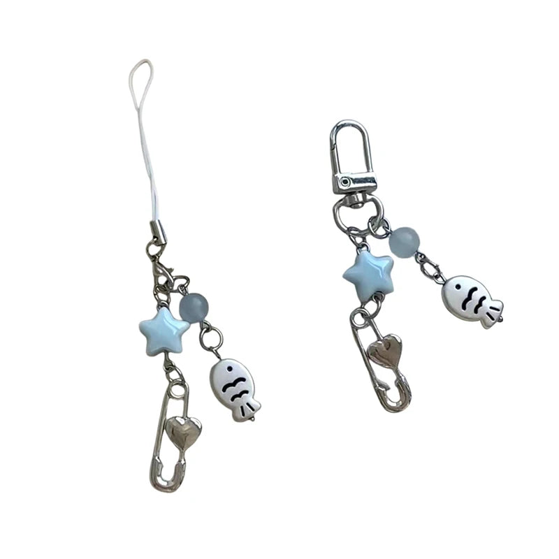Summer Small Fish Star Charm Keychain Phone Lanyard Keyring Bag Pendant Accessory Aesthetic Y2k Jewelry