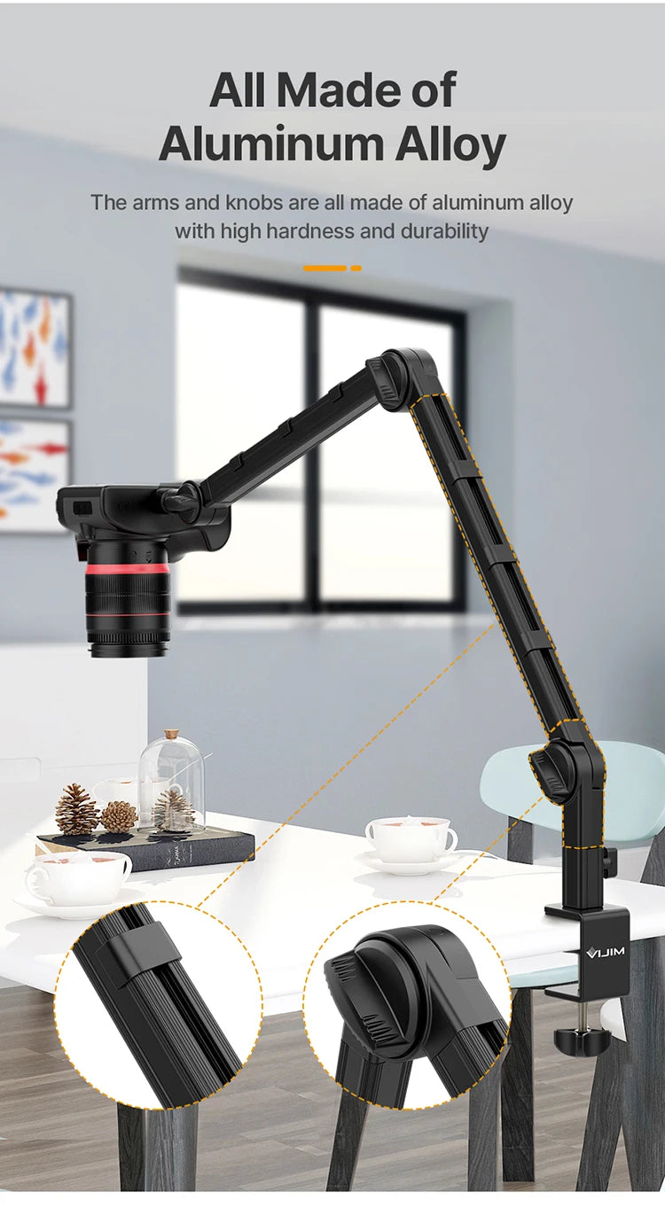 Vijim LS24 LS25 Microphone Boom Arm Stand Heavy Duty Desktop Adjustable DSLR Camera Smartphone Microphone Mount for Blue Yeti