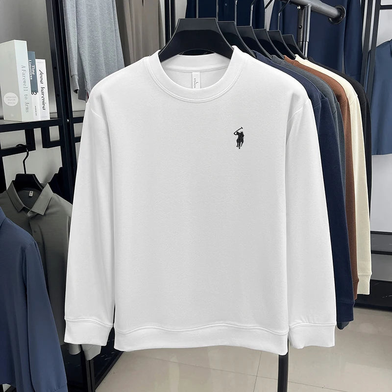 Sudadera de Lujo Manga Larga con Bordado de Pony | Casual Cuello Redondo Hombre 👔