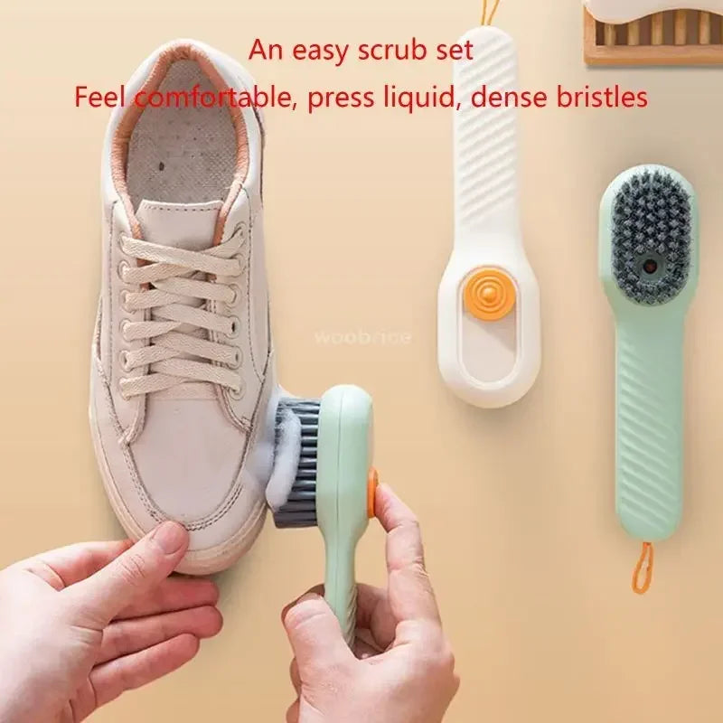 Household Shoe Cleaning Brush With Soap Dispenser Soft Hard Bristle Kitchen Scrubber Multitool For Carpet Bathroom Sneakers