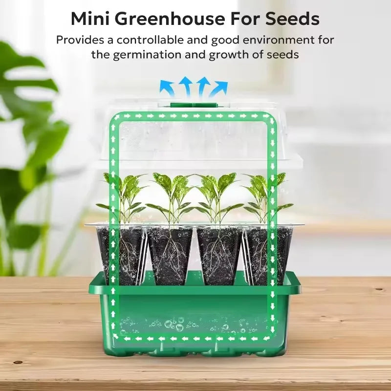 Seed Starter Kits Seedling Starter Trays (12 Cells per Tray) Humidity Adjustable Plant Germination Kits Garden Seed Starting Tra