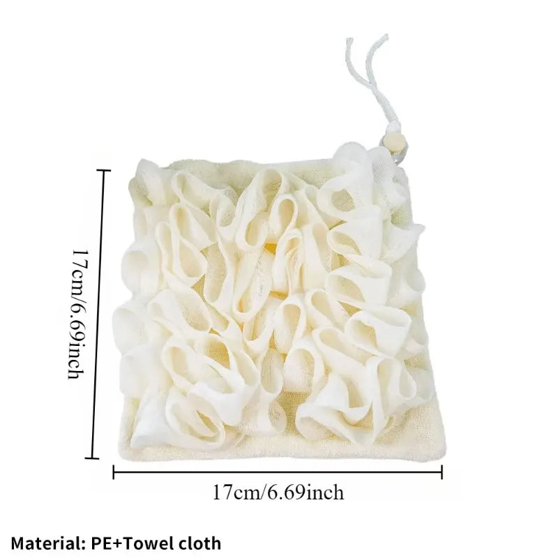 Two-in-one Bath Towel Can Put Soap Bath Ball Portable Double-sided Bath Flowers Skin Care Exfoliation Body Scrub Containers