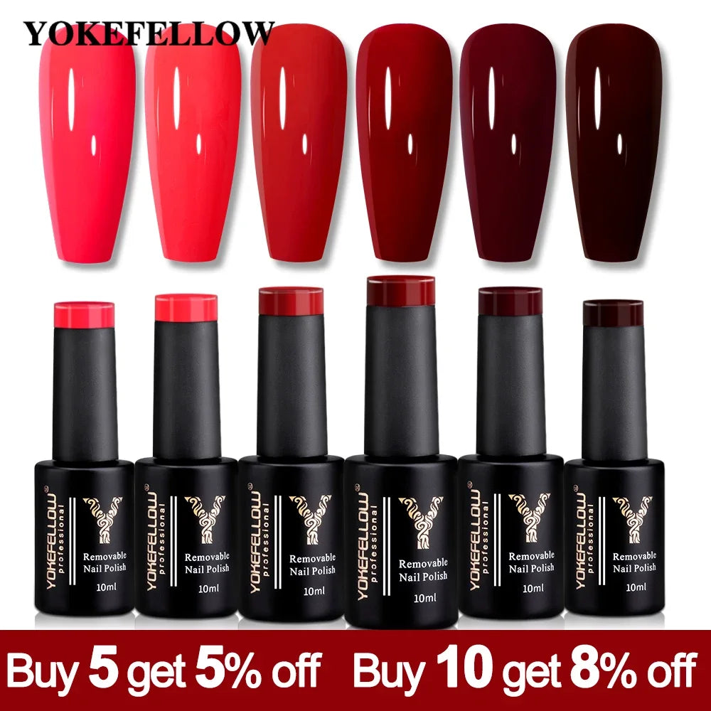 Esmalte Gel YOKEFELLOW 10ml | 122 Colores | Rojo Brillante | UV/LED Semipermanente 💅 - Firu Total Sales