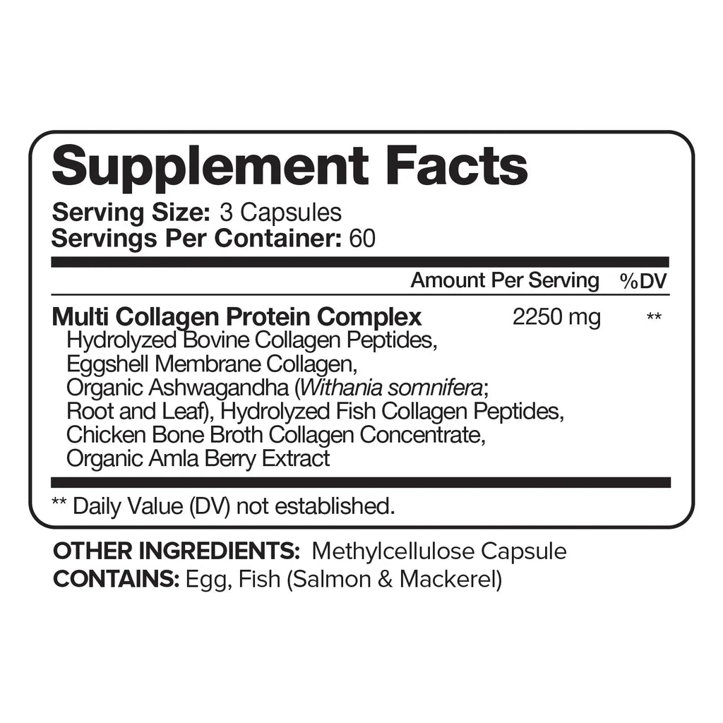 High Strength Collagen Complex - Protein Supplement for Firm Skin, Healthy Joints, Hair and Nails, 120 Capsules