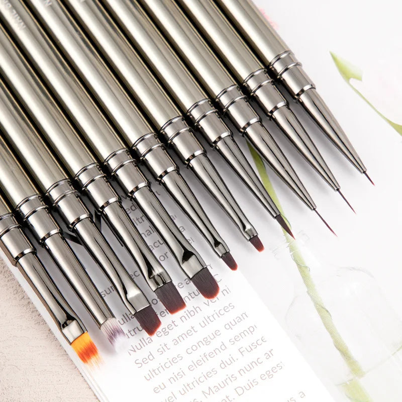 Pluma Liner de Nail Art con Mango de Aluminio | Flores, Hojas y Rayas | Manicure DIY 💅 - Firu Total Sales