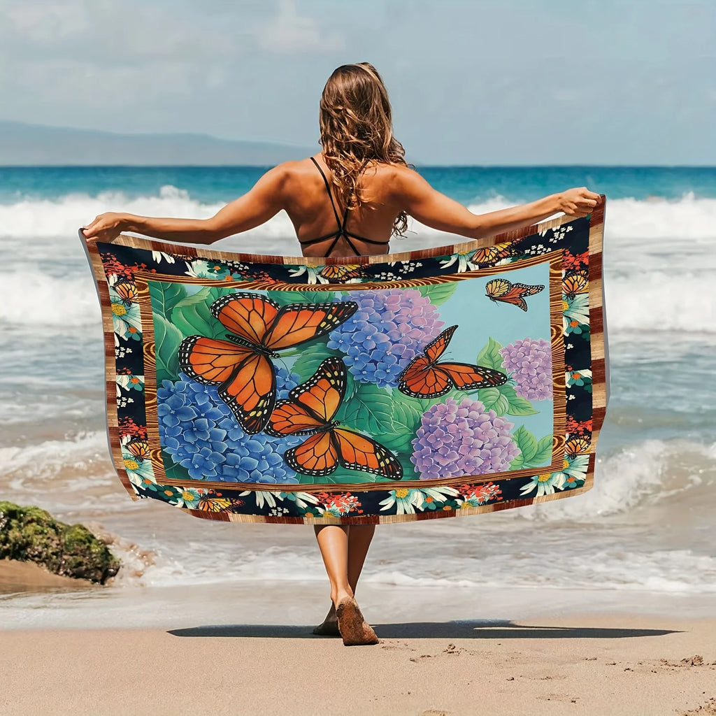 Toalla de Playa Mariposa - Microfibra Secado Rápido, Sin Arena, Diseño Monarca