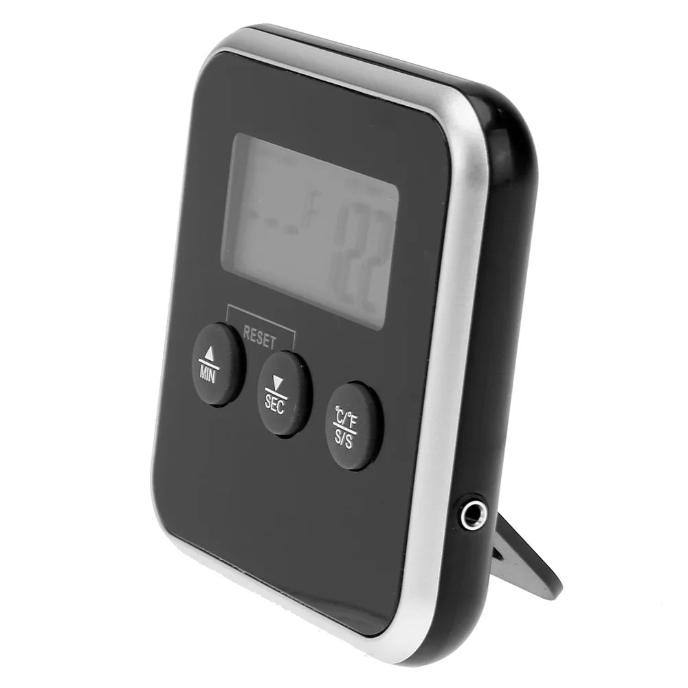 Electronic Thermometer Timer Food Meat Temperature Meter Gauge with Probe Cooking BBQ Thermometer Kitchen Temperature Tools