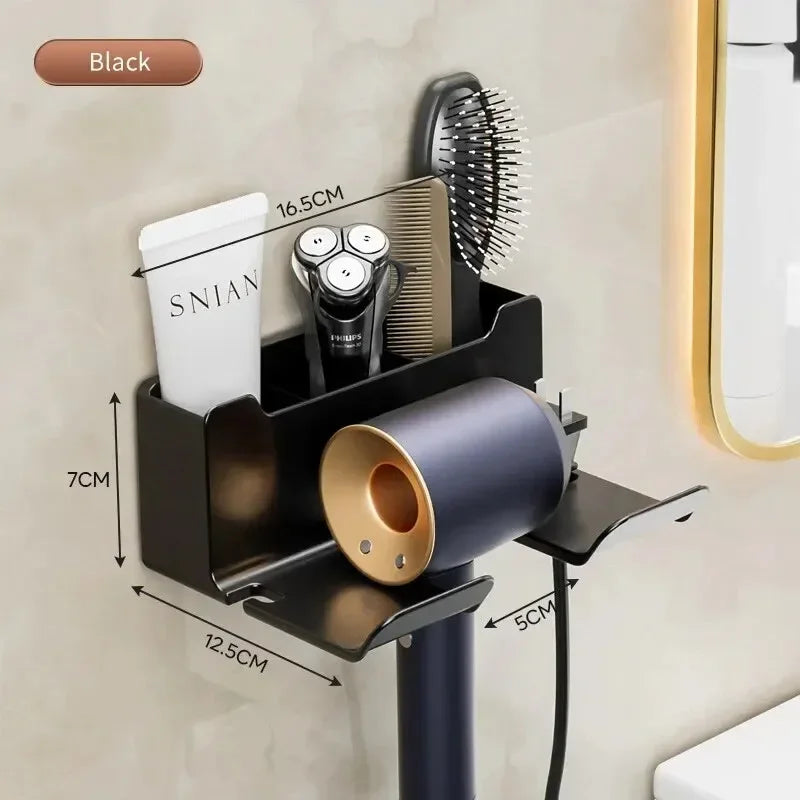 Hair Dryer Holder Wall Mount — Straightener Stand + Bathroom Organizer