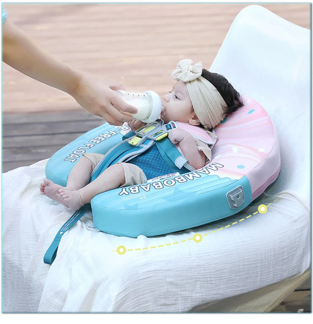Mambobaby Float No-Slip Safe Harness ST-Cup Cake B503-150-W-Z  Safe Core No Inflation No Leaks Baby Swim Ring Toddler Pool Float