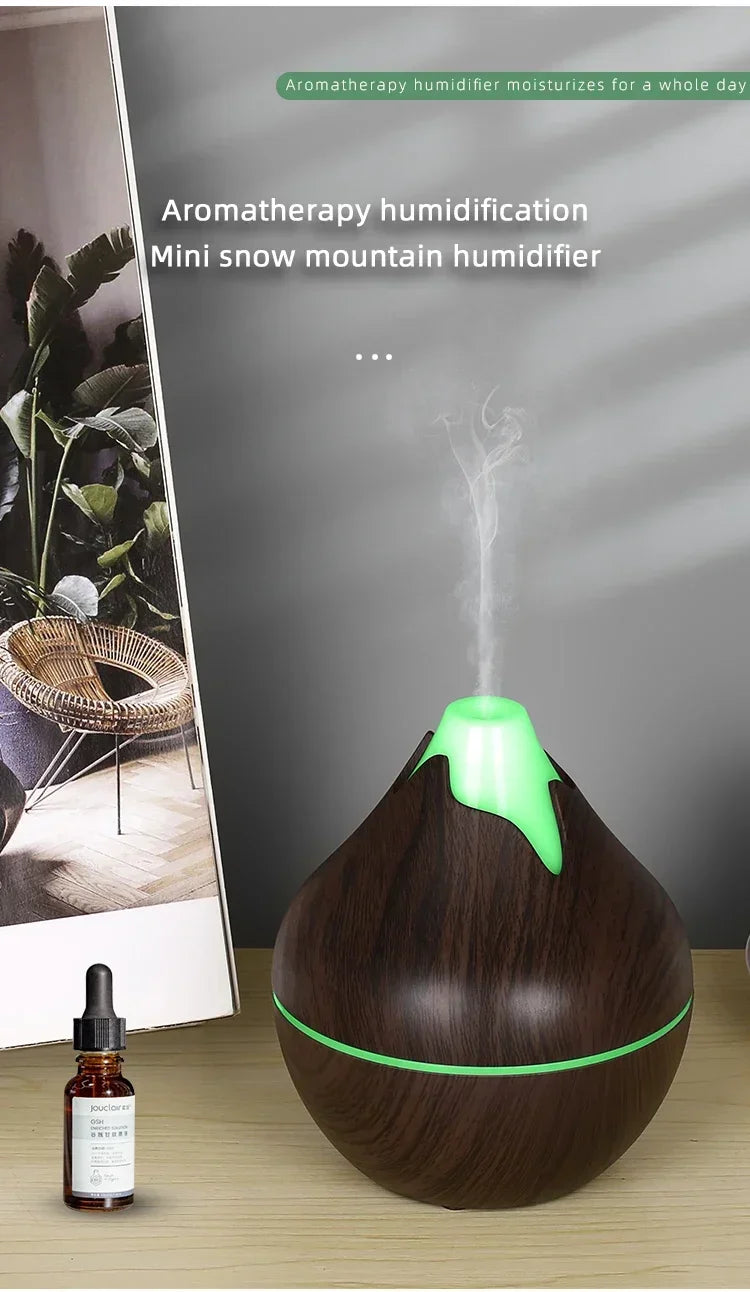 Difusor Aromaterapia 350ml Veta de Madera | Control Remoto | LED 7 Colores 🌿