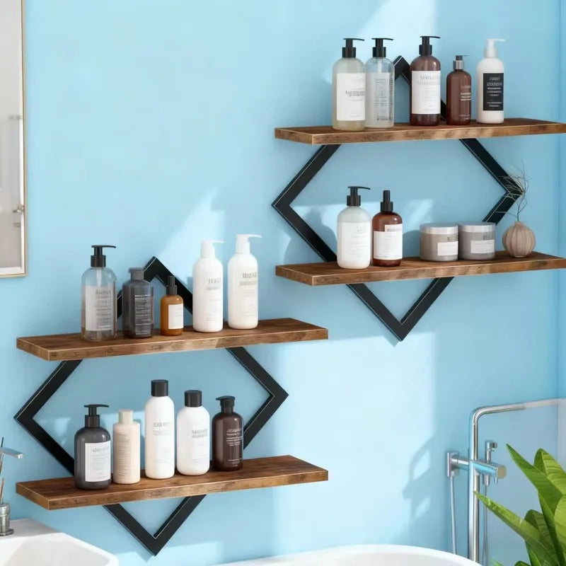 2pcs Floating rack, one set of two wall mounted racks, four-layer suspended racks, one set of two wall mounted racks