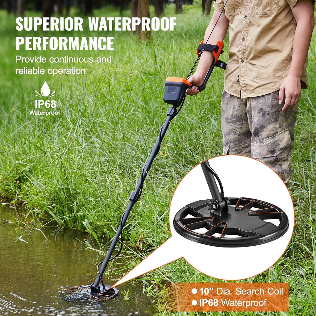 VEVOR Detector de Metales TS181A | Bobina 10" IP68 | Pantalla LCD | 7 Modos | Barra Aluminio 41-52" | Adultos y Niños - Firu Total Sales