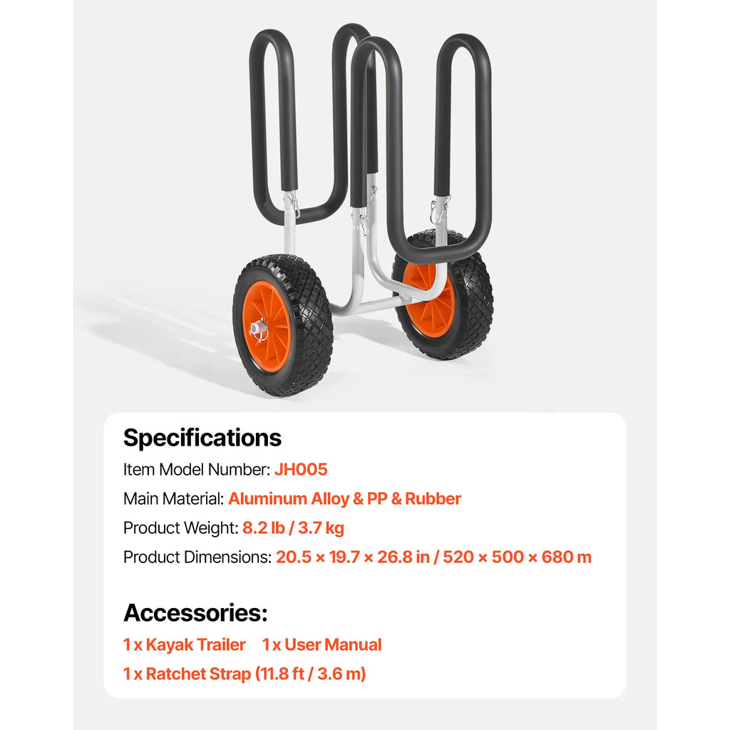 SucceBuy 150 lbs Kayak Cart Stand Up Paddle Board Trolley with 10in Solid Tires Paddle Board Carrier for Surfboard Transport