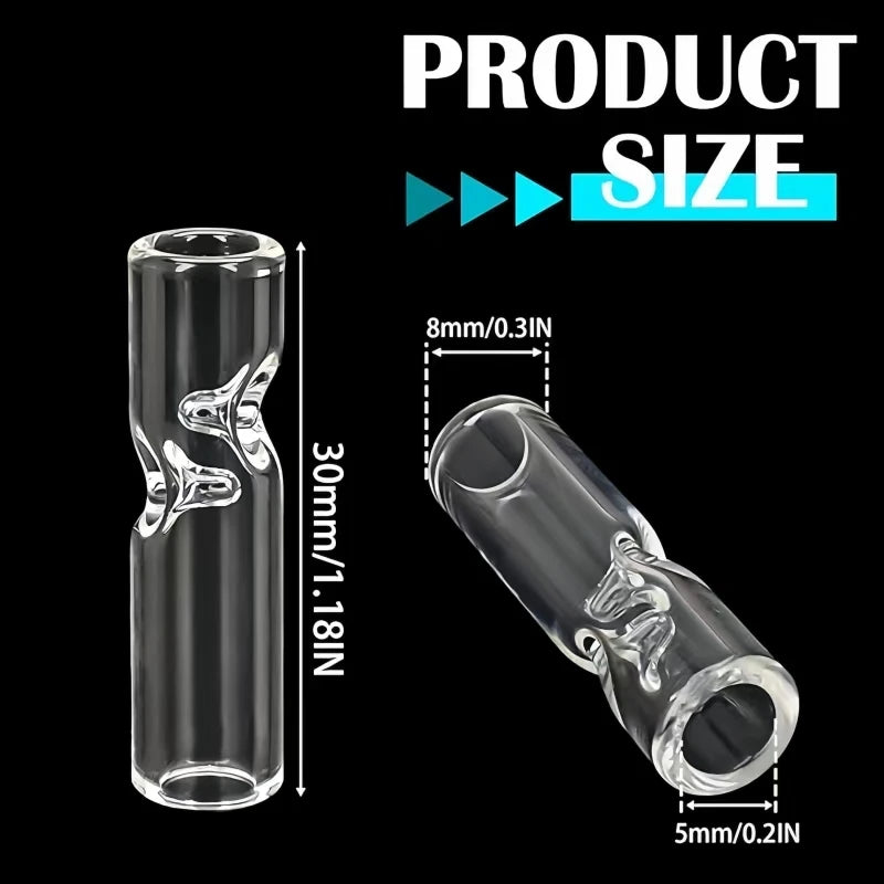 10Pcs Reusable Round Mouth Glass Tips for Joints, Transparent Glass Cigarettes Filter Tips, 30mm Length,OD 8mm,ID 5mm