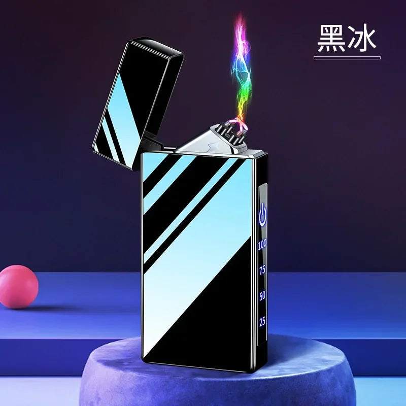 Windproof Electric Arc Metal Smoking Lighter Plasma Flameless Rechargeable USB Cigarette Lighter LED Digital Touch Lighters Gift