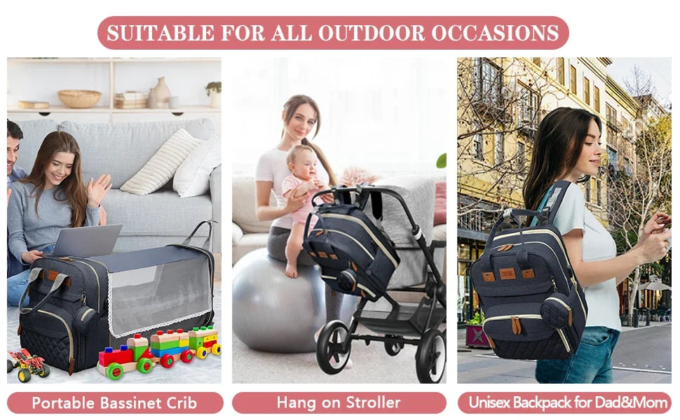 Mochila Pañalera 3 en 1 | Bolso Maternal Multifuncional para Mamá