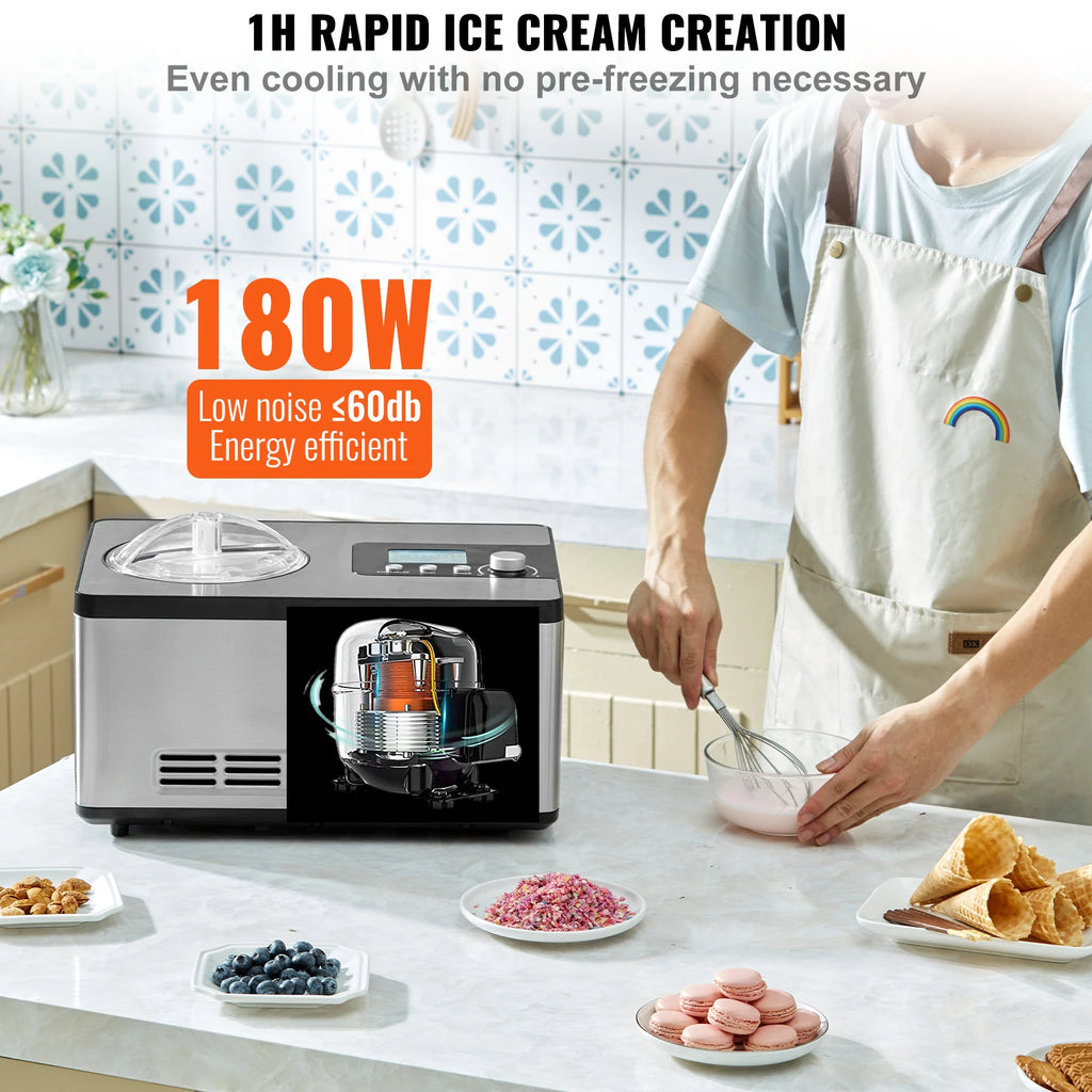 Máquina de Helados Eléctrica SucceBuy 2Qt | Compresor Integrado | Sin Pre-congelar 🍦