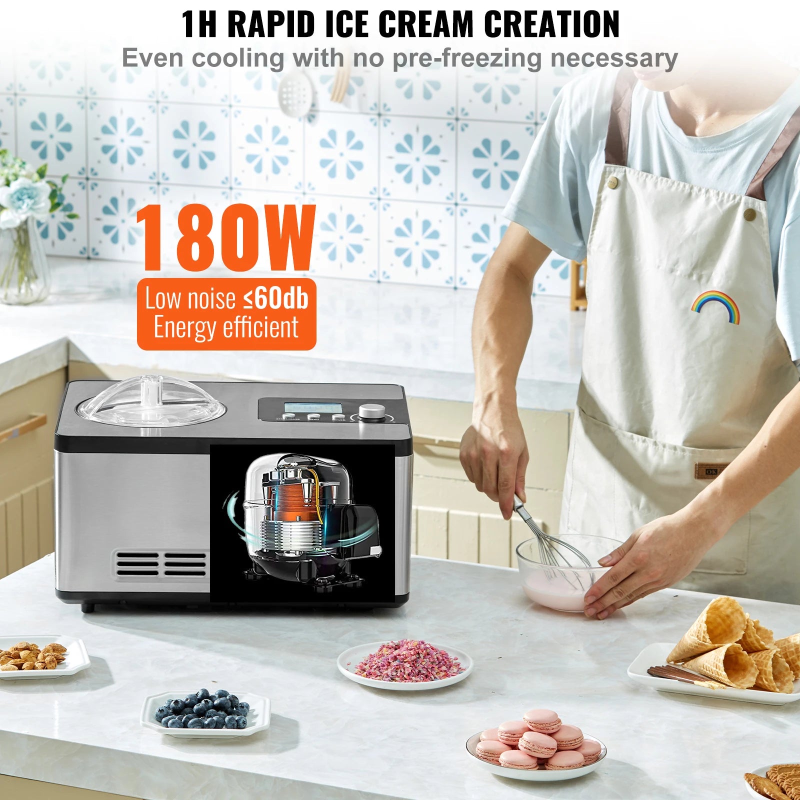 Máquina de Helados Eléctrica SucceBuy 2Qt | Compresor Integrado | Sin Pre-congelar 🍦
