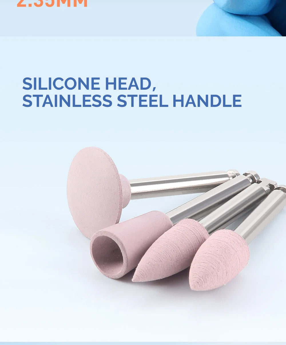 AZDENT 12Pcs/Set Dental Silicone Polishing Rubber Grinding Heads Teeth Polisher 2.35mm RA Finisher for Low Speed Handpiece