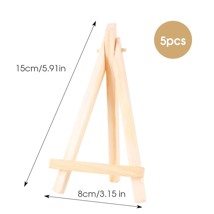 5 pcs Mini Wooden Easel for Mobile Phone Holders,Folding Desktop Display,Triangle Bracket,Drawing Board,Art Supplies