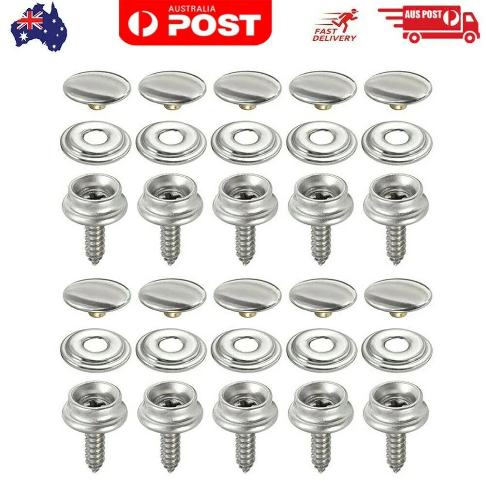 30pcs Stainless Steel Tapping Snap Fastener Kit Tent Marine Yacht Boat Canvas Cover Tools Sockets Buttons Car Canopy Accessories