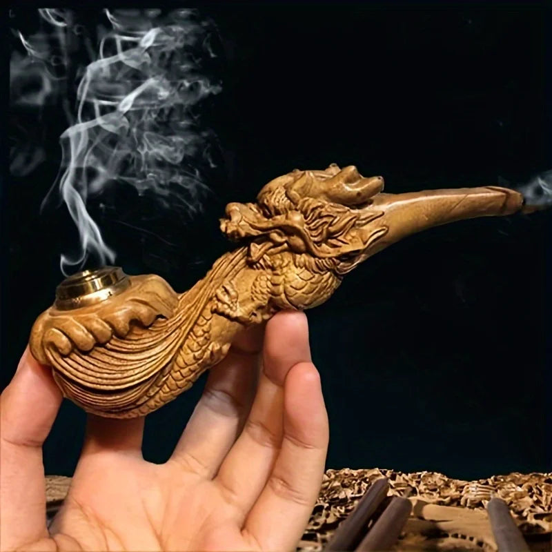 Rosewood Tobacco Pipe for Men, Removable Washable Exquisite Carving Cigarette Holder Pipes Smoking Accessories Gifts Father Male