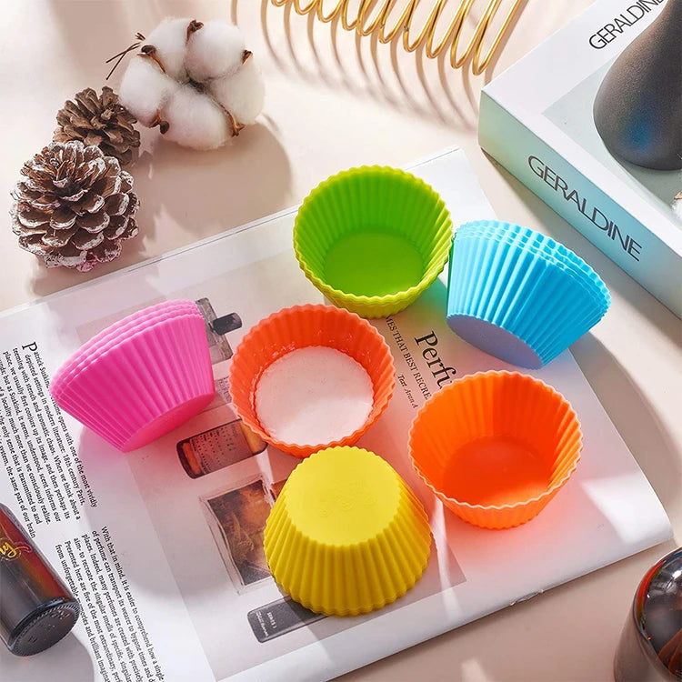 12pcs Moldes Redondos de Silicona para Muffins y Cupcakes | Air Fryer | Alta Temperatura 🍰