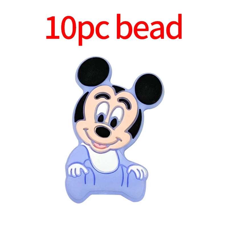 1/3/10pcs Silicone Mickey Teething Beads Food Grade Cartoon Shape Baby Teethers Toys DIY Pacifier Clips Chain Accessories