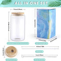 HTVRONT 8-24 Pack Frosted Sublimation Glass With Bamboo Lid Cups With Straws 16OZ Tumbler for Beer, Juice, Soda, Iced Coffee