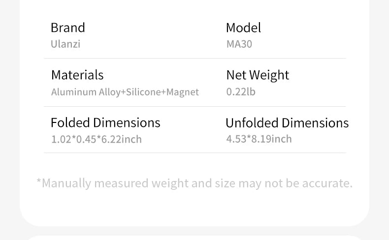 ULANZI MA30 Magnetic Phone Tripod Stand for iPhone 16 Samsung Xiaomi Huawei Vivo OPPO Magsafe Aluminium Smartphone Mini Bracket