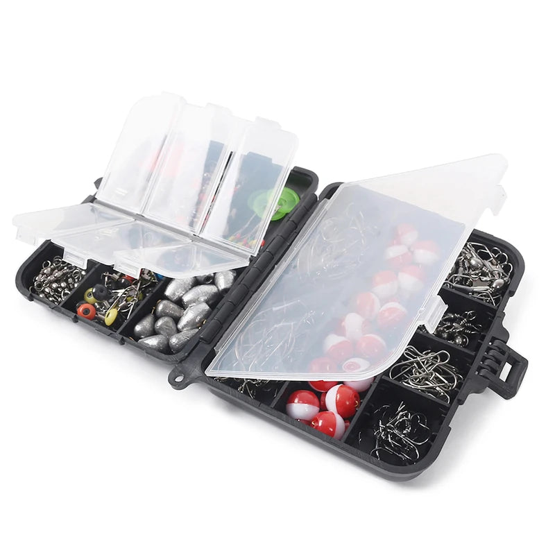 Kit Pesca Completo 263 Piezas | Caja Incluida | Alicates, Anzuelos Jig, Plomos, Giratorios y Snaps - Firu Total Sales