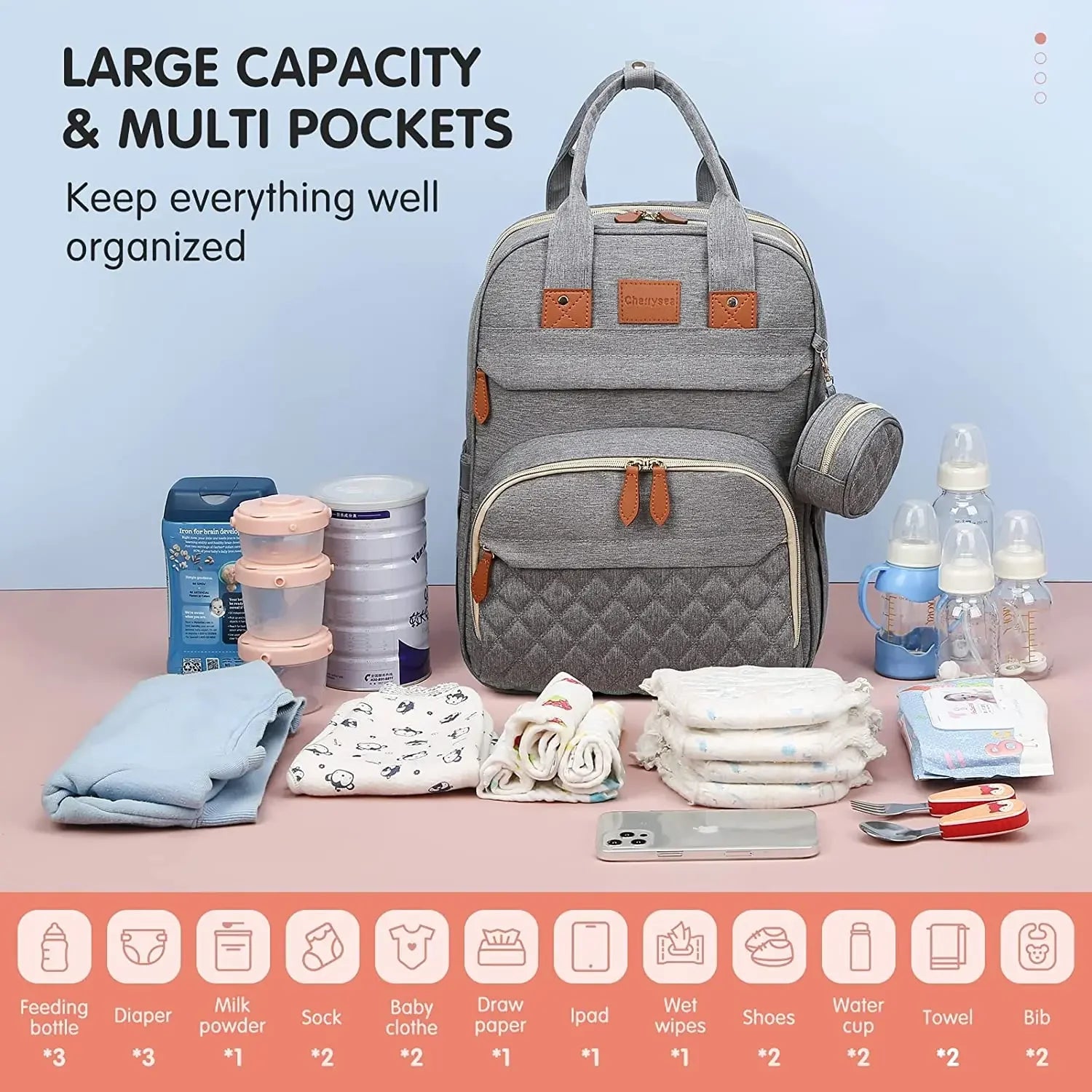 Mochila Pañalera 3 en 1 | Bolso Maternal Multifuncional para Mamá