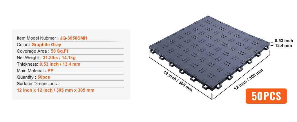 SucceBuy Garage Tiles Interlocking Garage Floor Covering Tiles Non-Slip Double-Sided Texture for Garages Basements Repair Shops