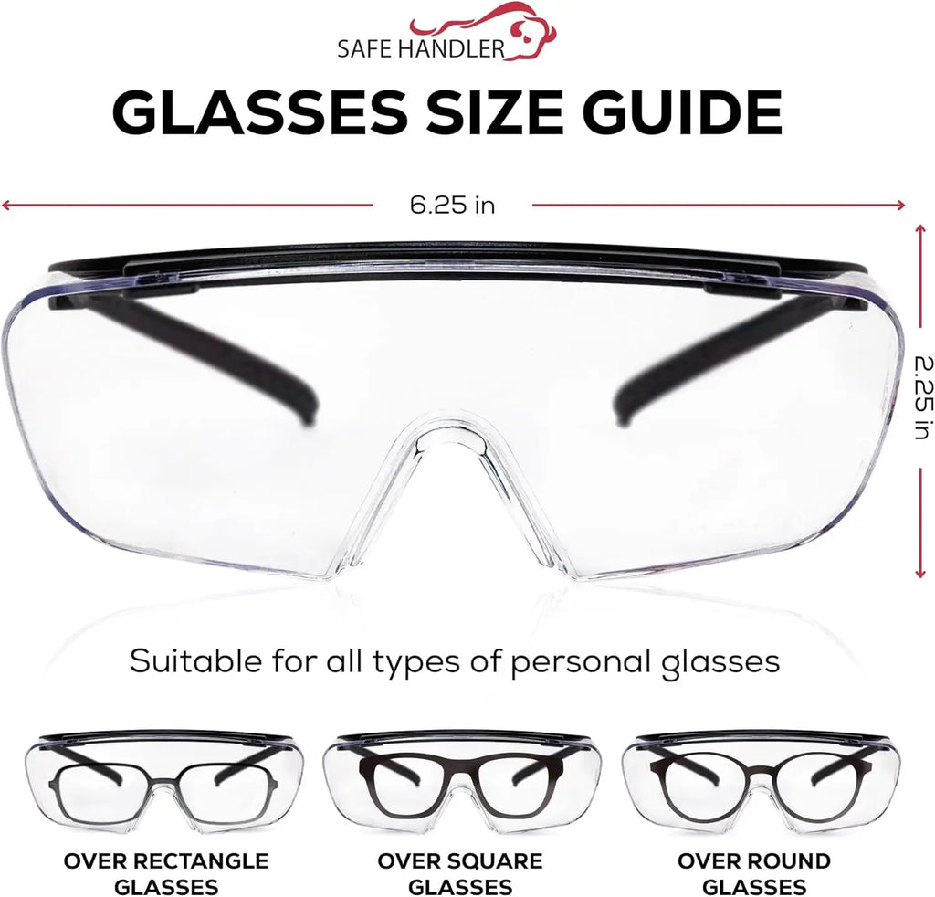 Premium Safety Glasses Over Eyeglasses, ANSI Z87.1 Impact Resistant with Anti-Fog & Scratch, UV400 Protection Goggles (1 Pair)