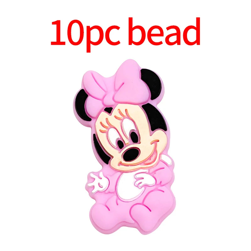 1/3/10pcs Silicone Mickey Teething Beads Food Grade Cartoon Shape Baby Teethers Toys DIY Pacifier Clips Chain Accessories