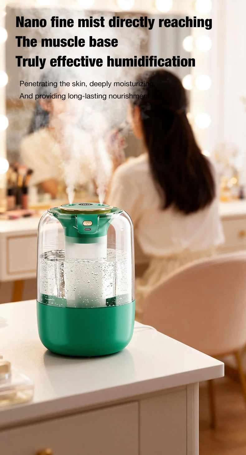 2200ML Air Humidifier USB Double Spray Port Mist Spray Heavy Fog Aroma Diffuser Essential Oils Color Light for Home Bedroom Gift
