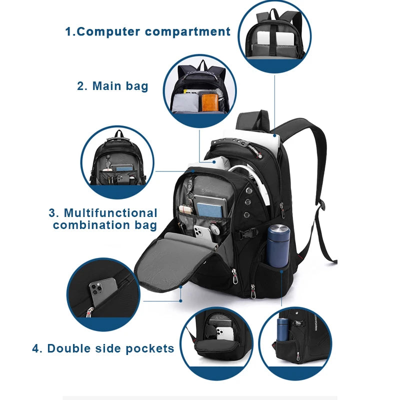 2026 Waterproof 17/20 Inch Laptop Backpack Men Airplane Travel Backpack Women Oxford Rucksack Male School Bag modern Mochila